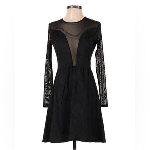 For Love & Lemons Black Long Sleeve Sheer Mini Dress Sz.S